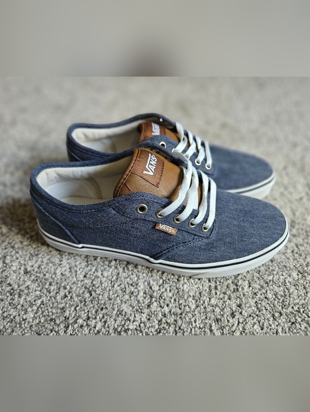 Vans Men’s Atwood Low-Top Canvas Sneakers in Blue and Brown - Picture 2 of 5
